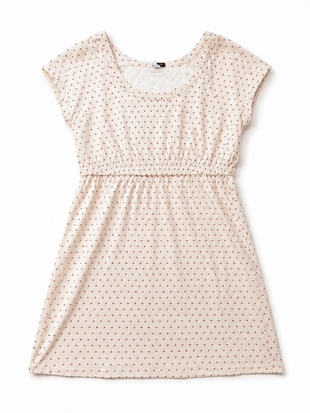 J.Crew Factory Women’s Medium Ivory Red Clip Dot Empire Waist Cotton Dress